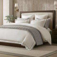 3 Pieces King/Cal King Duvet Cover Set,White+Gray