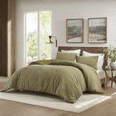 3PCS Full/Queen Waffle Washed Comforter Set