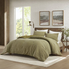 3PCS Full/Queen Waffle Washed Comforter Set