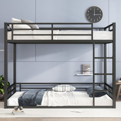 Metal Queen over Queen Bunk Bed for Teens and Adults,Space-Saving/Noise Reduced/No Box Spring Needed,Black