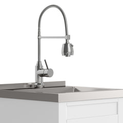 Hennessy - Deluxe 20" Laundry Cabinet with Faucet and Stainless Steel Sink - White