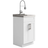 Hennessy - Deluxe 20" Laundry Cabinet with Faucet and Stainless Steel Sink - White