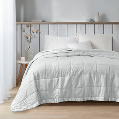 Oversized Down Alternative Blanket with Satin Trim Grey Full/Queen