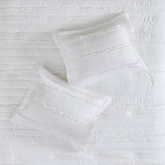5 Piece Microfiber Ruffled Comforter Set White Cal King