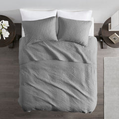 3 Piece Quilt Set Grey King/Cal King