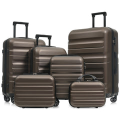 6-Piece ABS Hardshell Luggage Set - Lightweight & Durable Suitcases with Dual Spinner Wheels, Carry-On & Check-In Sizes for Travel & Business