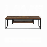 Industrial Style 47-inch TV Stand Black Metal Frame Living Room Furniture 1pc Wooden Top Weathered Oak Finish Shelf
