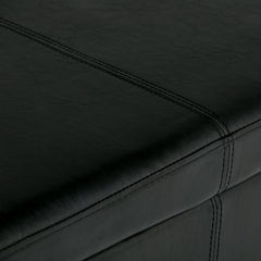 Avalon 48 inch Wide Storage Ottoman Bench in Midnight Black Vegan Leather