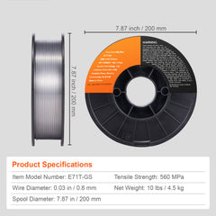 Flux Core MIG Welding Wire E71T-GS 0.03" 10LBS Gasless Mild Steel MIG Wire