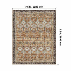 Large Area Rug 7.5x9.5 ft Anti-Skid Tear-Resistant Floor Mat Vintage Brown Green