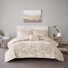 Full/Queen Velvet Comforter Set with Throw Pillow