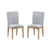Emi 25 Inch Dining Chair Set of 2, Cushioned Seat, Gray Linen Upholstery