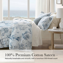 3-Piece King 100% Cotton Sateen Duvet Cover Set,Navy/Blue