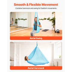Aerial Yoga Hammock, Maximum 300 lbs Load Aerial Silk, Yoga Swing with Nylon Fabric, Daisy Rope, PE Zipper Bag, Gymnastics Swings Suitable for Men and Women, Dual-Function Hammock & Swing