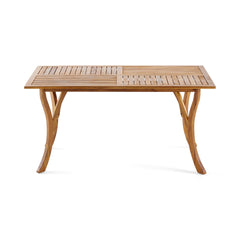 Outdoor 59 Inch Rectangular Solid Wood Table Dining Table,Teak Finish