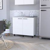 Oklahoma 2 Utility Sink & Cabinet, Interior Shelf, Stainless Steel Countertop