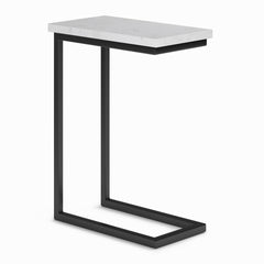 Skyler C Side Table with Genuine Marble Top in White/Black