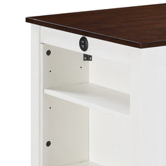 Graham 36" White Finish Small Space Counter Height Dining Table with USB Charging Ports and Shelves