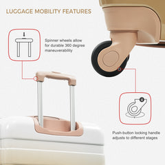 Luggage Sets New Model ABS Hardshell 3pcs Clearance Luggage Hardside Lightweight Durable Suitcase sets Spinner Wheels Suitcase with TSA Lock 20''24''28''( tan)