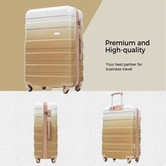 Luggage Sets New Model ABS Hardshell 3pcs Clearance Luggage Hardside Lightweight Durable Suitcase sets Spinner Wheels Suitcase with TSA Lock 20''24''28''( tan)