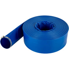 Discharge Hose, 2" x 105', PVC Fabric Lay Flat Hose, Heavy Duty Backwash Drain Hose with Clamps, Weather-proof & Burst-proof, Ideal for Swimming Pool & Water Transfer, Blue