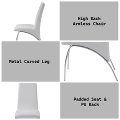 Pervis White Synthetic Leather & Chrome Finish Side Chair (Set of 2)