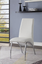 Pervis White Synthetic Leather & Chrome Finish Side Chair (Set of 2)