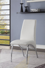 Pervis White Synthetic Leather & Chrome Finish Side Chair (Set of 2)