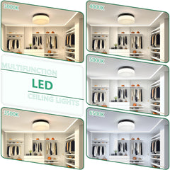 12 Inch LED Ceiling Light, 24W Flush Mount Ceiling Light,Round Low Profile Ceiling Lights for Bedroom, Living Room, Dining Room(Black)