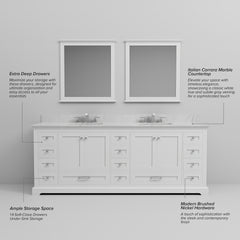 White Double Bath Vanity 84 in. W x 22 in. D