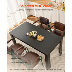 63in Rectangle Dining Table Wood Kitchen Table for 4-6 Person Black (Only Table)