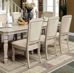 Transitional Style 2pc Side Chair Nailhead Trim Turned Legs Padded Seat And Back Antique White And Ivory Finish