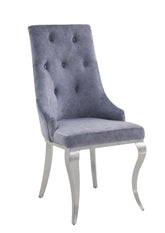 Dekel Gray Fabric & Stainless Steel Side Chair (Set of 2)