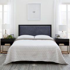 Metal Trim Upholstered Headboard, Queen, Navy