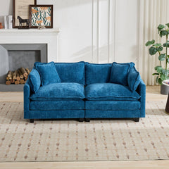 Cloud Sofa LoveSeat (Ottoman is not included), Modern Sectional Couch, for Living Room Bedroom and Apartment, Comfy Double Layer Upholstered Seat Cushion, Breathable Chenille Fabric, Blue.SW5012BL