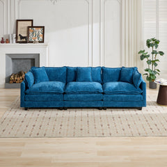 Cloud Sofa 3 Seats (Ottoman is not included), Modern Sectional Couch, for Living Room Bedroom and Apartment, Comfy Double Layer Upholstered Seat Cushion, Breathable Chenille Fabric,Blue,SW5013BL