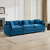 Cloud Sofa 3 Seats (Ottoman is not included), Modern Sectional Couch, for Living Room Bedroom and Apartment, Comfy Double Layer Upholstered Seat Cushion, Breathable Chenille Fabric,Blue,SW5013BL