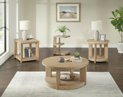 Tan Round Accent Table
