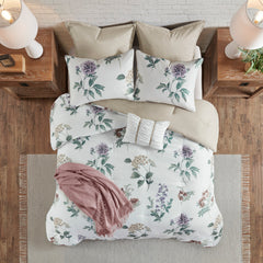 7 Piece Printed Seersucker Comforter Set with Throw Blanket Taupe/Blush King/Cal King