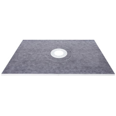 Shower Curb Kit, 48"x72" Watertight Shower Curb Overlay with 4" PVC Central Bonding Flange, 4" Stainless Steel Grate, 2 Cuttable Shower Curb and Trowel, Shower Pan Slope Sticks Fit for Bathroom