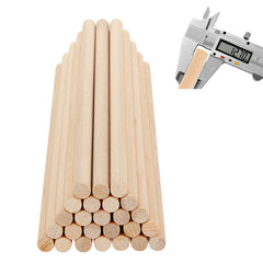 25Pcs Wooden Dowel Rods 1/2 x 12 Inch Natural Wood Sticks for Craft DIY