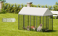 Large Dog Kennel Outdoor Pet Pens Dogs Run Enclosure Animal Hutch Metal Coop Fence with Roof Cover. 7.94'L x 4.13'W x 5.95'H.