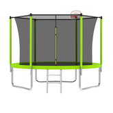 10FT Trampoline for Kids, Basketball Hoop and Ladder, Outdoor Kids Trampoline with Safety Enclosure,Fast Assembly for Backyard Fun,ASTM Approved