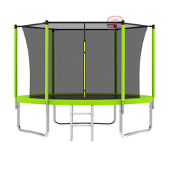 10FT Trampoline for Kids, Basketball Hoop and Ladder, Outdoor Kids Trampoline with Safety Enclosure,Fast Assembly for Backyard Fun,ASTM Approved