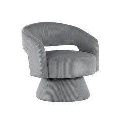 Modern Luxurious Swivel Accent Chair Dark Gray Soft Corduroy Upholstery Plush Seating Solid Wood Stylish Home Furniture 1pc