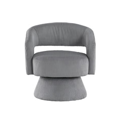 Modern Luxurious Swivel Accent Chair Dark Gray Soft Corduroy Upholstery Plush Seating Solid Wood Stylish Home Furniture 1pc