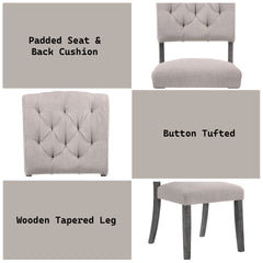 Bernard Beige Linen & Weathered Gray Oak Finish Side Chair (Set of 2)