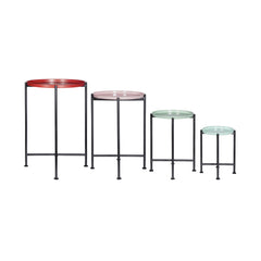 Set of 4 Multicolor Nesting Plant Stands, L1:D14x22" L2:D12x20" L3:D10x16" L4:D8x12"