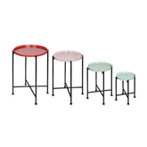 Set of 4 Multicolor Nesting Plant Stands, L1:D14x22" L2:D12x20" L3:D10x16" L4:D8x12"
