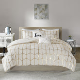 5-Piece Full/Queen 100% Polyester Brushed Microfiber Printed Comforter Set